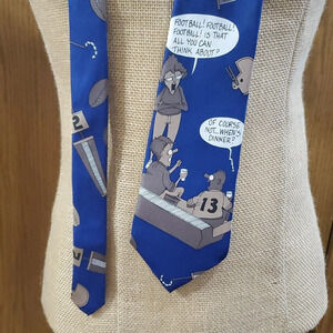 Richard l Torrey benchwarmers blue grey silk football cartoon tie